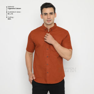 HELTEN Kemeja Polos Pendek Warna Merahbata Comfort Slim Banyak Warna