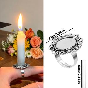 Creative Combustible Candles Rings Oval Gemstone Base Holder Birthday Ring Gifts Surprising Birthday Decorations for Friends h260702