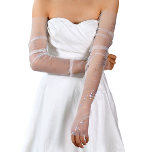 2pack Sparkling Mesh Arm Cover Vintage Style Wedding Gloves With Gradients Color for Wedding Bride Evening Dresses
