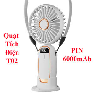 [MẪU MỚI 2025] Quạt Kẹp Tích Điện 24000mAh JH-022 Lồng Quạt Lớn 20cm Hiển Thị % Pin 5 Tốc Độ Gió
