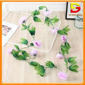 Dây Hoa Hồng Leo Giả Dài 2m3 Hoa Trang Trí Tường Quán Cafe Nhà Hàng Studio Hoa Giả Cao Cấp DG-136