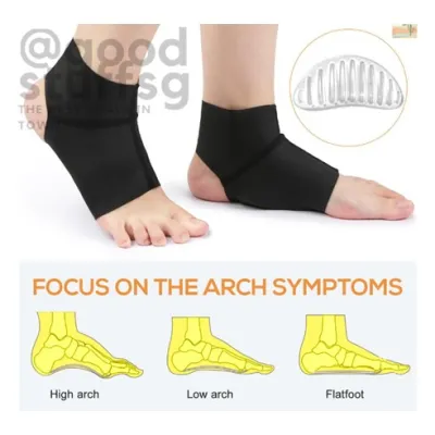 [SG FREE ] 1 Pair Compression Arch Support Brace with Gel Ankle Protector Compression Flat Foot Socks with Gel Inserts