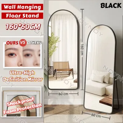 160*50CM HD Whole Body Stand Mirror Floor/Wall Mount Dual Use Vertical Arch Full Body Mirror Metal Frame Full-Length Mirror Explosion-proof Nordic for Bedroom Living Room Live Broadcast