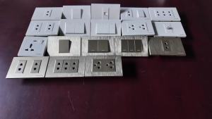 JACKSUN Wood+Black 118 Wall Switch And Outlet Socket 1/2/3 Gang 16A Child Protection Night Light Flame Retardant PC