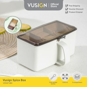 Vusign Tempat Bumbu Dapur / Kotak Bumbu 3 Sekat / Rak Bumbu 1000 ml Gratis Sendok VS947