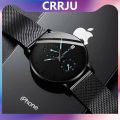 CRRJU Jam Tangan Pria Analog Stainless Steel Chronograph Aktif Kalender Otomatis Tahan Air Jam Tangan (2265). 