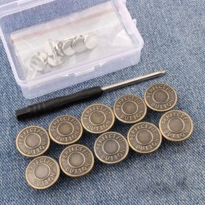 ANNTYE1 10pcs Replacement Jeans Buttons Nailless Removable Pants Pins Durable Waist Adjust No-Sewing Metal Button