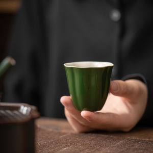 祖母绿品茗杯复古家用个人杯陶瓷功夫茶具单杯茶杯主人杯小客杯