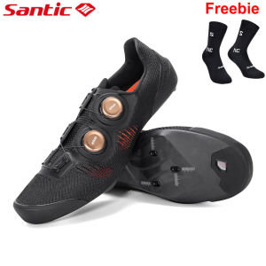 Santic Cycling Shoes Men Women Hardness14 Carbon Fiber Competition Ultra Light Road Cleats Bike Sneaker