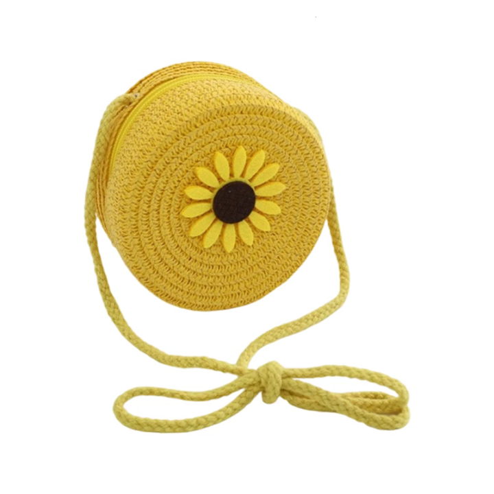 Kids Mini Straw Crossbody Purse Lightweight Shoulder Bag With Adjustable Strap For Essential Storage