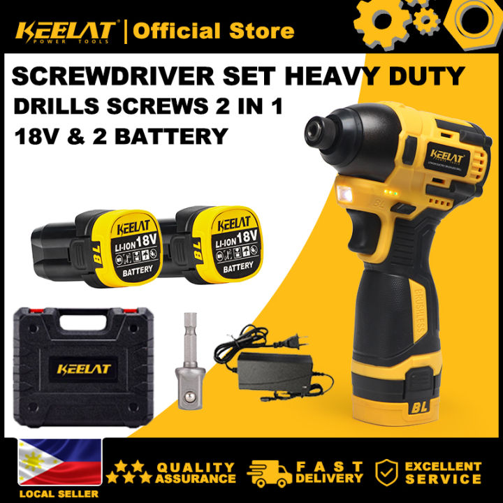 KEELAT Brushless Cordless Screwdriver Set Heavy Duty Electric Drill ...