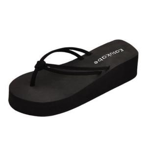 Thick-Soled Wedge Double-Strap High-Heeled Flip-Flops For Women Outdoor Slip-On Sandals Beach Slippers Platform Non-Slip Sandals