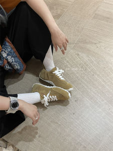 Giá khuyến mãi Feng Liya 24 Giày tập luyện Đức bằng da thật thoáng khí mùa thu cho phụ nữ giày thể thao phẳng retro giày đa năng Forrest Gump