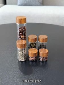 WH 1/3Pcs 10/20/30ml Mini Glass Bottle - Tea Coffee Beans Storage Container Airtight Jar - DIY Portable Glass Vials - Sealed Canister Spice Jars - Transparent Sealed Can With Wood Lid