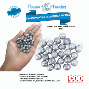 Aksesoris Pancing Timah Lada /Timah Merica No.3 (isi 25 Pcs) Super Murah dan Berkualitas
