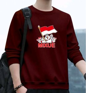 Bisa COD Sweater Pria Wanita Mixue Indonesia Kaos Dirgahayu Hut RI Crewneck Garuda Pancasila Merdeka