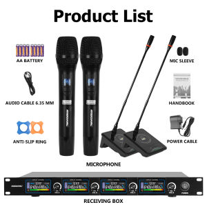 Wireless Microphone 8 Channel Desktop Dynamic Mike Wireless Gooseneck Handheld / Desk / Pocket Conferences Mic Work Range 100m/328ft Designed For Meeting Public Speaking Events