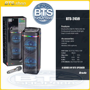 BTS-2459 Dual 12 inch DJ singing speaker charging party karaoke speaker 4500mah With rechargeable mic