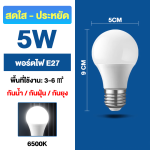หลอดไฟ LED หลอดLED ขั้วE27 หลอดไฟกลม ใช้ไฟฟ้าบ้าน 220V หลอดไฟE27 5W 7W 9W 12W 15W 18W 22W 25W แสงสีขาวประหยัดพลังงาน