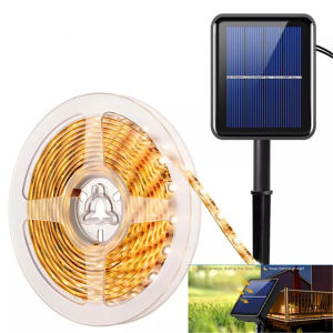 Vimite Christmas Decoration 1/2/3M Led Solar Strip Light Outdoor Waterproof 5 Meters Garden Stright Lights with Remote Control for House Christmas Tree Wedding Fence Decoration Warm White