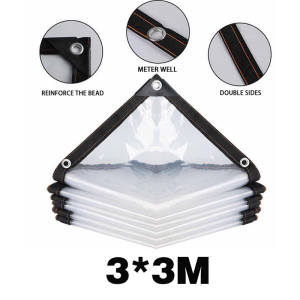 Transparent Waterproof Tarpaulin Rainproof Canvas Sheet Canopy Thickened Plastic PE Film Transparent Rainproof Sunshade Cover Tent Rain Cloth