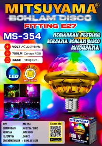 Bohlam Lampu Disco Mitsuyama MS-354 Lampu Disco LED Putar Full Warna RGB E27 7WARNA LED