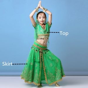 New Style Kids Belly Dance Indian Dance Costume Bollywood Outfit Chiffon Belly Dance Performance Sets
