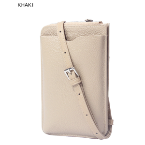 Cowhide phone bag large opening leather coin purse women small sling bag shoulder bag