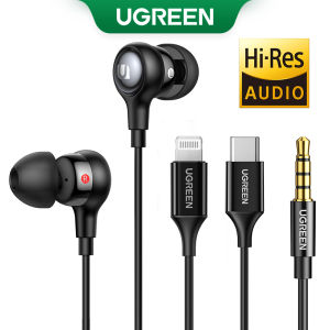 UGREEN Stereo Bass Headphone In-Ear 3.5mm Earphone Type C Lightning Wired Earphones Metal HiFi Stereo Sound Earpiece with MIC for Xiaomi Samsung Huawei iPhone