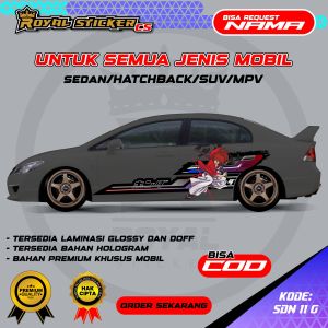 SDN 11-STIKER DECAL MOBIL JAZZ CIVIC BRIO RUSH CALYA AGYA SIGRA XENIA AVANZA GRATIS CUSTOM NAMA