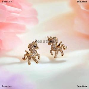 [COD] Beaution New Cute Animal Earrings For Women Temperament Horse Rhinestone Ear Studs Girls Birthday Party Jewelry