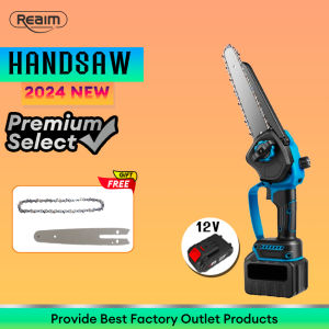 REAIM 6 inch Brushless Cordless Electric Mini Chainsaw  Wood Cutting  Portable  Rechargeable Handheld SawHandheld  Garden Tool