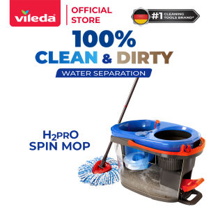 Vileda H2Pro Spin Mop | Complete Spin Mop Set with Leg Pedal Powerful Spinner | Wet Mop | 6 liter