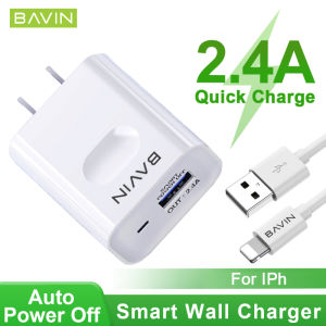 BAVIN PC318 2.4A Quick Charger w/ LED Light Indicator & Smart Power Off 1 Meter Charging Cable for Micro / Type-C / iPh