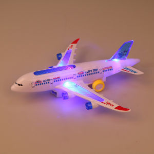 New DIY Assembly Airbus Aircraft Autopilot with LED Light Music Dancing Music Lighting Toys Electric Airplane DIY Toy for Children Kids
