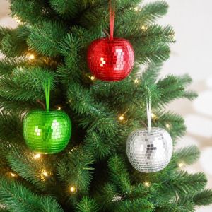 NALANILI Hoàn thiện như gương Dây Chuyền Hình Disco Bề Sáng Bóng Đồ trang trí treo Đồ trang trí hình quả táo Chất lượng cao Trang trí cây thông Noel Tiệc Giáng Sinh