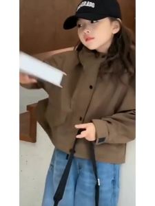324Girls Jacket Childrens Fashion Coat Spring Hooded Windbreaker New Kids Zipper Punching Trench Autumn Warm Cal Outerwear