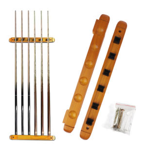 6 Holes Wooden Billiard Stand Wall Mount Snooker Stick Rack Pool Cue Holder Stand