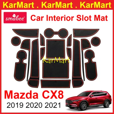 Mazda CX8 2019 2020 2021 Car Interior Slot Mat Rubber Antislip Storage Mat Tank Mat CX-8 Rubber Mat Gate Slot Mat car accessories