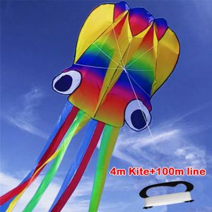 COOLSOOL Chống gió Diều khổng lồ Màu sắc cầu vồng 4m Diều bạch tuộc 3D bơm hơi Diều bơm hơi Dành cho người lớn và trẻ em
