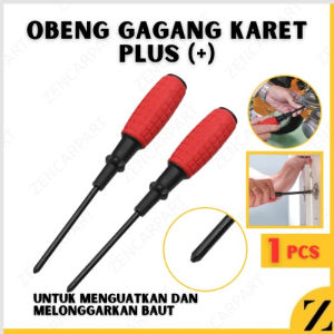OBENG KARET MERAH 5 MM SCREWDRIVER PLUS DAN MINUS