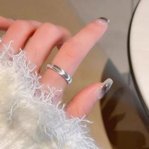 FORESTRY Simple Cat Eye Plain Ring Lovers Light Luxury Valentines Day Gift Fashion Finger Jewelry Couple Titanium Steel Ring Girls