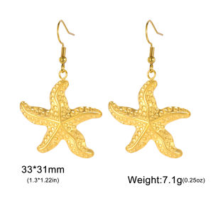 SKYRIM Titanium Stainless Steel Earrings Starfish Pendant Fashion Jewelry Womens Gift