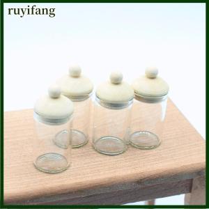 ruyifang 4Pcs 1 12 Dollhouse Clear Glass Jar Dollhouse Miniature Kitchen Storage Bottles Dolls House Decoration Accessories