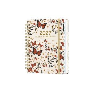 KECTTIO Floral Pattern 2027 Planner Notebook A5 Spiral Bound Floral Spiral Notebook Notebook Portable Schedule Book for Work Office School Supplies