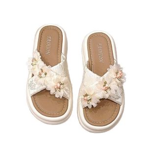 Free Shipping These Sandals Look Great With Skirts They Are Women’S Summer Sandals For 2026 Suitable For Wearing Outdoors And Are Also A Stylish Choice For Women.They Feature A Thick Sole And A Floral Design Making Them Perfect For The Beach