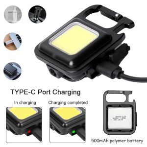 Móc khoá đèn pin LED chống thấm nước sạc USB Mini Torch đa năng