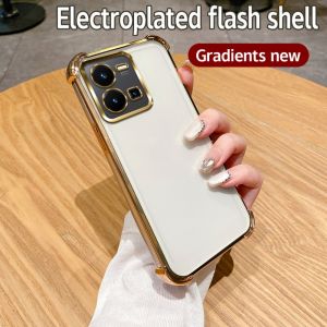 Luxury Plating Case For Vivo Y35 4G Clear Shockproof Camera Protection Cover