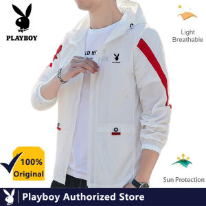 PLAYBOY Quần Áo Chống Nắng Có Mũ Cho Nam Áo Khoác Khóa Kéo Mỏng Thường Nhật Thời Trang Mới Mùa Hè Quần Áo Bằng Da Xu Hướng Cho Nam