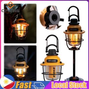 LED Emergency Tent Light Stepless Dimming Retro Campsite Lantern Type-C Rechargeable IPX4 Waterproof for Hiking Fishing